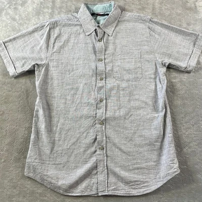 Camisa Estoica Para Hombres Gris Mediana Jaspeada Manga Corta Informal Preppy Bolsillo Exterior Foto 1 de 4