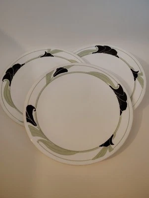 Juego de 3 platos de cena Corelle Corning ORQUÍDEA NEGRA 10-1/4" flores hojas verdes Foto 1 de 4