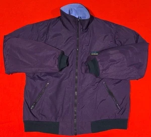Vintage LL Bean Warm Up Jacket Womens Large Purple Fleece Lined Zip Made in USA - Picture 1 of 17