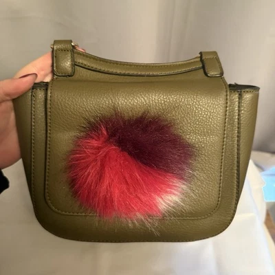 Bolso Bandolera Anthropologie Jules Kae Verde Oliva Multi Vegano Cuero Pom Pom Foto 1 de 4