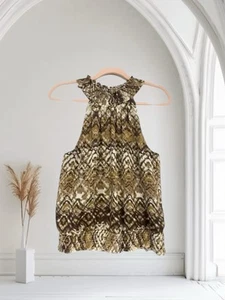 Jonathan Martin Top Women’s Small Multi Print Smocked Halter Boho Summer - Picture 1 of 13
