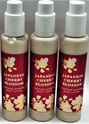x3 Bath & Body Works 日本樱桃蓝色乳液 钻石珠光 4.9 盎司 三 — 第 1/2 张图片