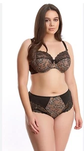 Neu ELOMI TIA Gr. 42 M/L schwarz gebändert Vollschalen Bügel BH ST:4280 & Panty St:4285 - Bild 1 von 15
