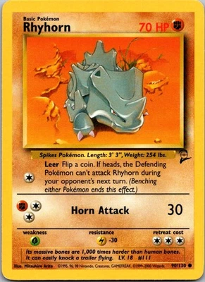 Rhyhorn 090/130 Base Set 2 Common LP/MP - Image 1 of 2