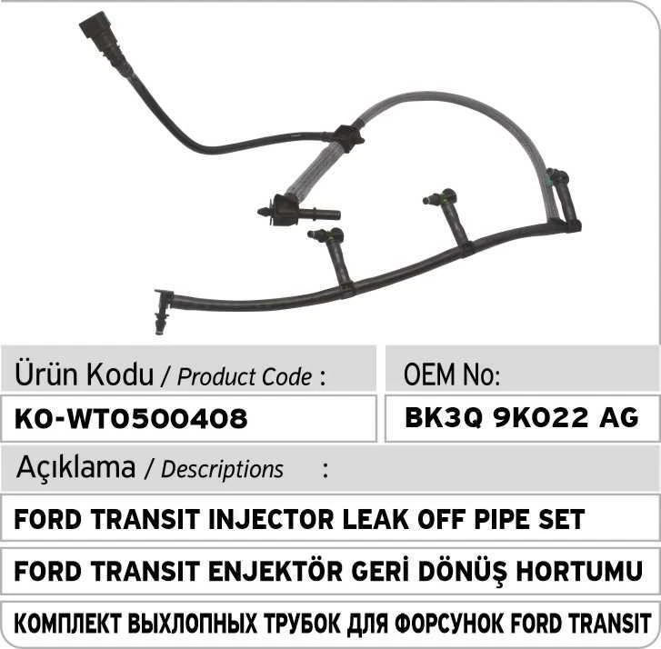 Fuel Injector Leak Off Pipe Ford Transit Mk7 Mk8 2.2 Rwd 2011-2020 - Image 1 of 1