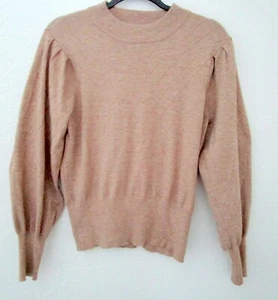 Madison + Hudson Puff Sleeved Sweater Women's M Beige Crew Neck Pullover - Picture 1 of 7