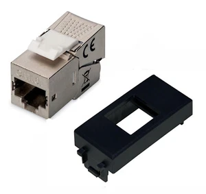 PRESA RETE DATI (PORTAFRUTTO+FRUTTO TOOLLESS) STP CAT 6A KEYSTONE AVE TEKLA NERO - Foto 1 di 6