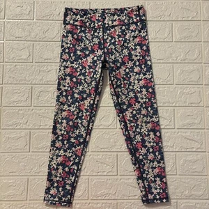 Eddie Bauer Leggings Kids Girls Size S (7/8) Navy Floral Full Length - Picture 1 of 9