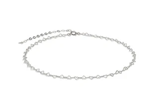 Anika Bella Sterling Silver Teens Heart Chain Necklace 13-16 inches - Picture 1 of 8