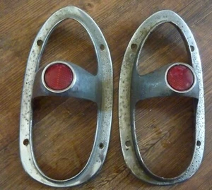 1955 55 Hudson Hornet Wasp Tail Light Bezels Reflector Pair LH RH Trim Rear OEM - Picture 1 of 12