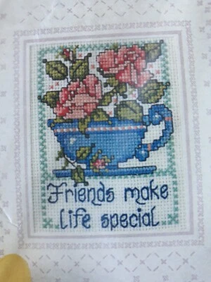 "Friends Make Life Special" Cross Stitch 4x6 CARD Kit To Make Complete - Image 1 of 3