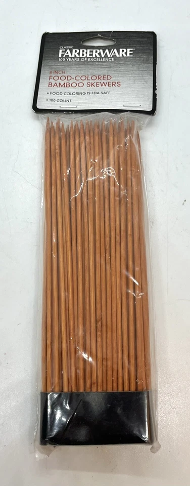 New & Sealed 8” Bamboo Skewers, Wooden Skewers Lot Of 100 Farberware - Image 1 of 4