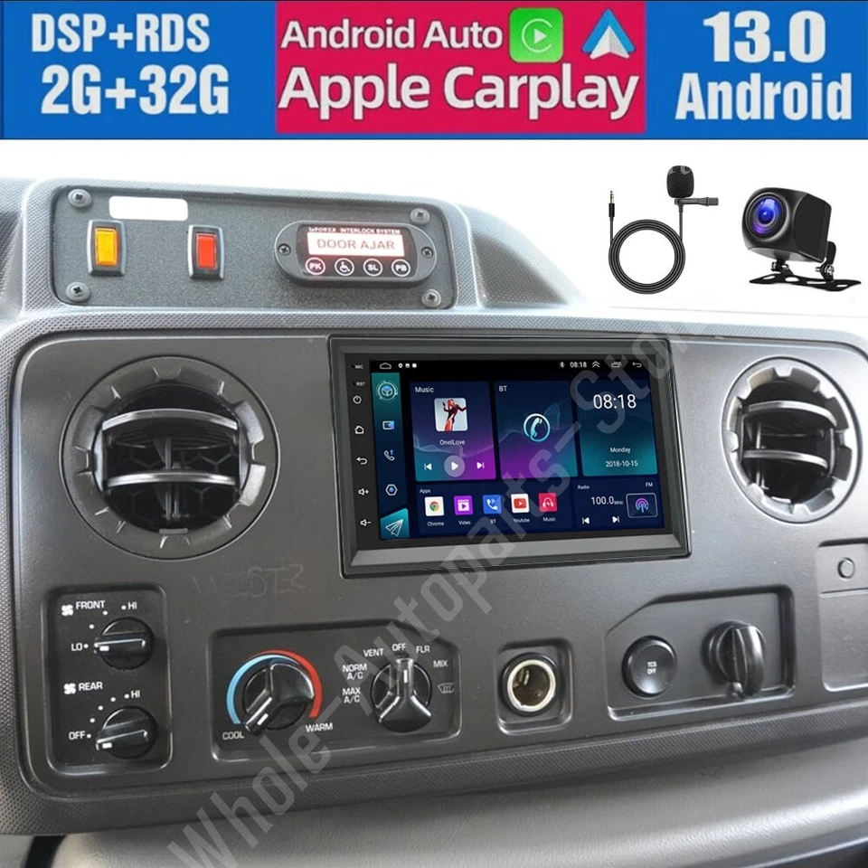 Para Ford E-250 E-350 2009-2014 Apple Carplay Radio Android 13 GPS WIFI con cámara Foto 1 de 4