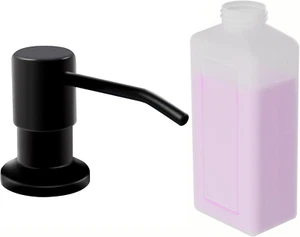 Soap Dispenser for Kitchen Sink, Matte Black Built in Sink Soap Dispenser, Stain - Picture 1 of 12
