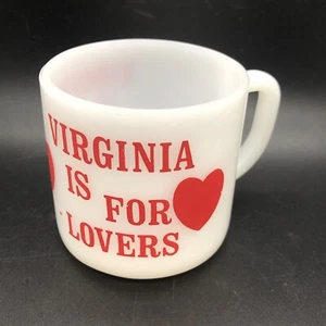 Vintage Federal Glass Mug Virginia Is For Lovers Red White Heart - Picture 1 of 11