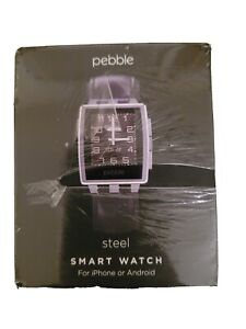 Pebble Steel Smartwatch 401BLR with Black Leather Band - Brand New