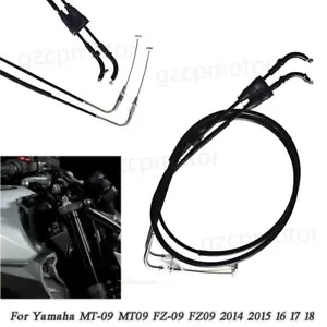 Black Motorcycle Throttle Cables Wires For Yamaha MT09 2014-2020 FZ09 2014-2017 - Picture 1 of 13