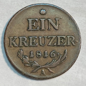1816-A Austria 1 Kreuzer Nice Original XF KM-2113 CHRC