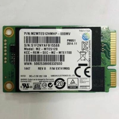 Samsung PM851 Internal SSD mSATA SATA III 6Gb/s 3cm*5cm Solid State Drive - Image 1 of 4