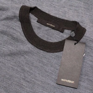 Windsor NWT Pullover Sweater Size L in Gray with Brown/White Wool/Silk/Cashmere - Picture 1 of 11