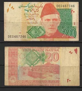 PAKISTAN, 20 RUPIE, BANCONOTE, VALUTA, CARTA MONETA, CIRCOLATA - Foto 1 di 1