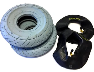 2x neumáticos para silla de ruedas 3.00-4 gris PERFIL DE SCOOTER + 2x manguera válvula angular  - Imagen 1 de 4