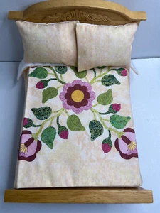 Colcha edredón manta con 2 almohadas para casa de muñecas miniaturas escala 1:12 #P328 - Imagen 1 de 4