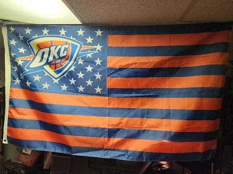 Oklahoma City Thunder OKC US Flag Blue & Orange 35"x60" Cover
