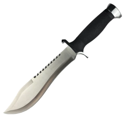 Cuchillo de caza Defender Xtreme 13" hoja dentada plateado y negro con funda Foto 1 de 3