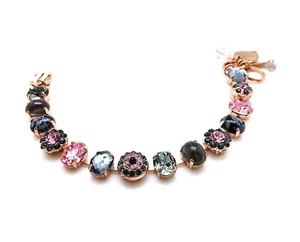 Mariana Bracelet Gorgeous Snowflake Obsidian Mineral & Swarovski Crystals Afr... - Picture 1 of 3
