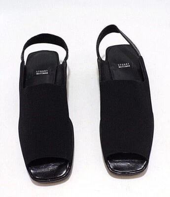 NEW STUART WEITZMAN WOMENS BLACK SLINGBACK OPEN TOE SANDAL COMFORT FLATS 7AAAA - Image 1 of 4