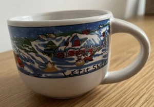 LASCIA CHE NEVICHI! Tazza 3 X 4,5” Larga Corta Invernale Natale Bevande Calde Novità Neve - Foto 1 di 9