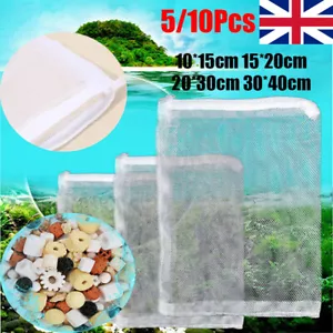10x Reusable Filter Media Net Bag Mesh Zipped Aquarium Pond External Filter Bags - Picture 1 of 21