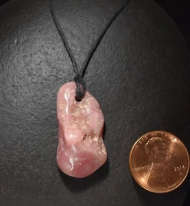 RHODOCHROSITE polished gem Pendant Necklace with cord Argentina - Picture 1 of 10