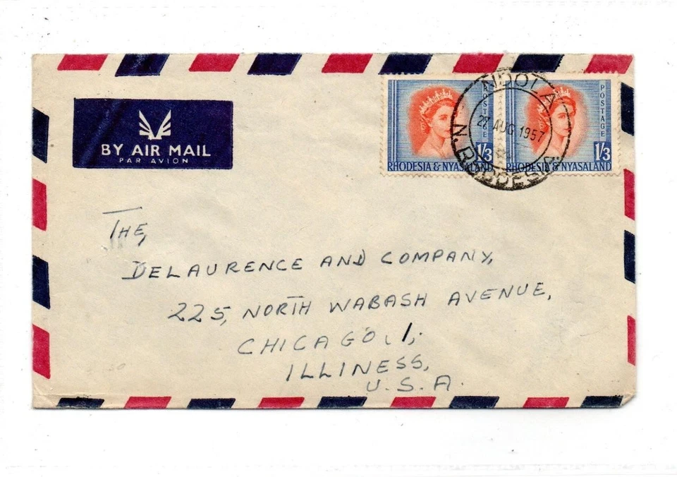 СЕВЕРНАЯ РОДЕЗИЯ: 1957 авиапочта обложка в США (C93409) - Изображение 1 из 1
