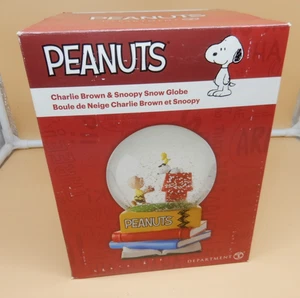 Dept 56 Peanuts snow globe Charlie Brown & Snoopy stack of books NEW NIB - Picture 1 of 6