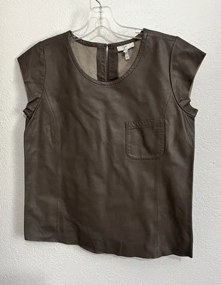 Joie Sm Leather Luxury Office Siren Citycore Western Steampunk Women’s Top - Image 1 of 4