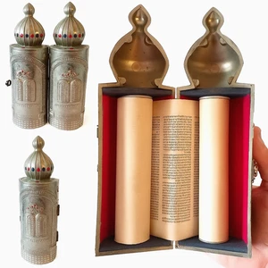 Réplica judaica del rollo de la Torá de colección en estilo sefardí excelente coleccionable 9"" - Imagen 1 de 18