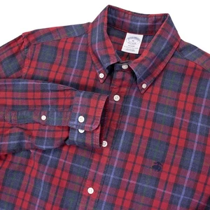 Brooks Brothers 1818 Regent Herren M rot bunt kariert Karohemd Baumwolle - Bild 1 von 12
