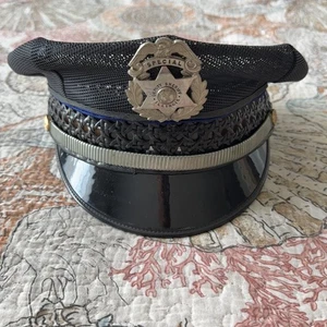 Vintage Midway Cap Co. nero maglia vice sceriffo Illinois abito berretto taglia 7 - Foto 1 di 8