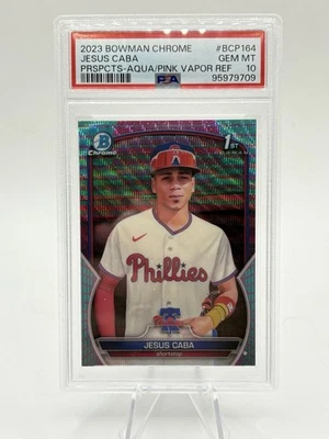 2023 Bowman Chrome - Jesus Caba Aqua/Pink Vapor /125 PSA 10 POP 7 #BCP-164 - Image 1 of 2