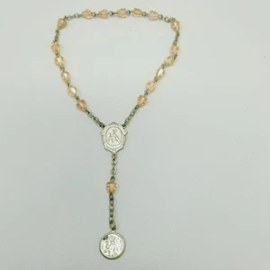 Vintage Pfirsich Glasperlen Taschenformat Rosenkranz Saint Anne De Beaupre - Bild 1 von 9