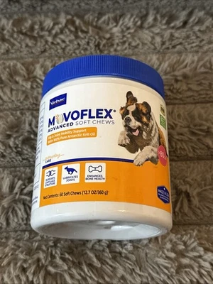 NEW VIRBAC MOVOFLEX ADVANCED HIP JOINT SOFT CHEWS LARGE DOG 80LB 60 CHEWS 08/26