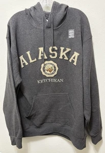 Alaska Ketchikan Adult Hoodie Sweatshirt, Gray, Embroidered & Patch Sz XL, New - Picture 1 of 10