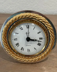 Vintage Gisel Silver And Gold Standing Table Desk Clock Quartz Italy Untested - Picture 1 of 9