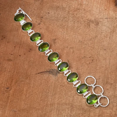 Bracciale Peridoto Argento Sterling 925 Multi Gemma Regalo Gioielli da Donna j77 - Immagine 1 di 4