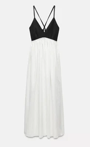 Nwt’s Zara ZW Collection Black And White Contrast Midi Dress Size M 8396/653 - Picture 1 of 5