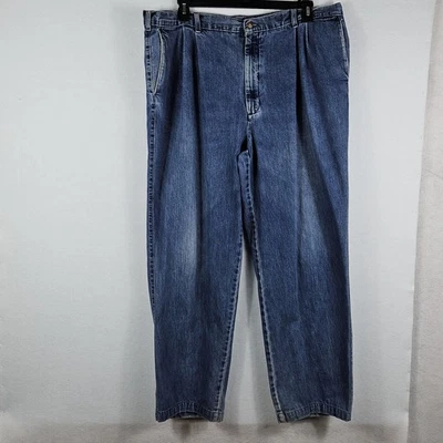 Calça Jeans Masculina Savane 42x30 Azul Denim Plissada Frente Ajuste Relaxado Casual - Imagem 1 de 4