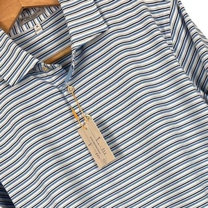 NWT Peter Millar Mens M Striped Crown Sport Summer Comfort Performance Golf Polo - Picture 1 of 12
