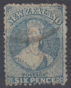 NEW ZEALAND 1871/2 QV FFQ 6d. PALE BLUE P12½ STAR WMK SG#136 USED (ID061/D66302) - Picture 1 of 1